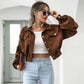 HERA Damenjacken | Lantern Sleeve Cropped Bomber Jacke: Modischer Vintage Mantel