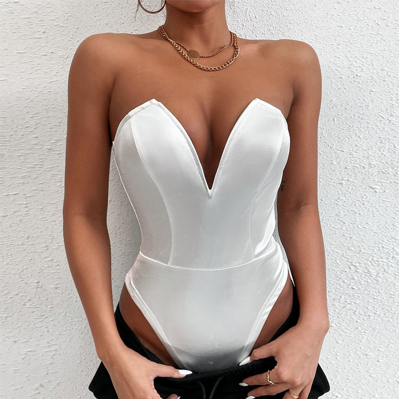 HERA - Trägerloser Satin-Bodysuit