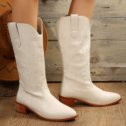 HERA Damen Westernstiefel | Neue Modische Cowboystiefel im Vintage-Stil