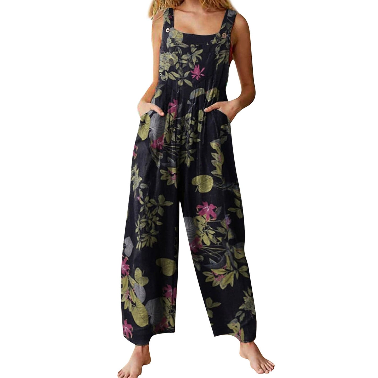 HERA -Stil Damen Jumpsuits | Sommerliche Overalls mit Multicolor-Muster