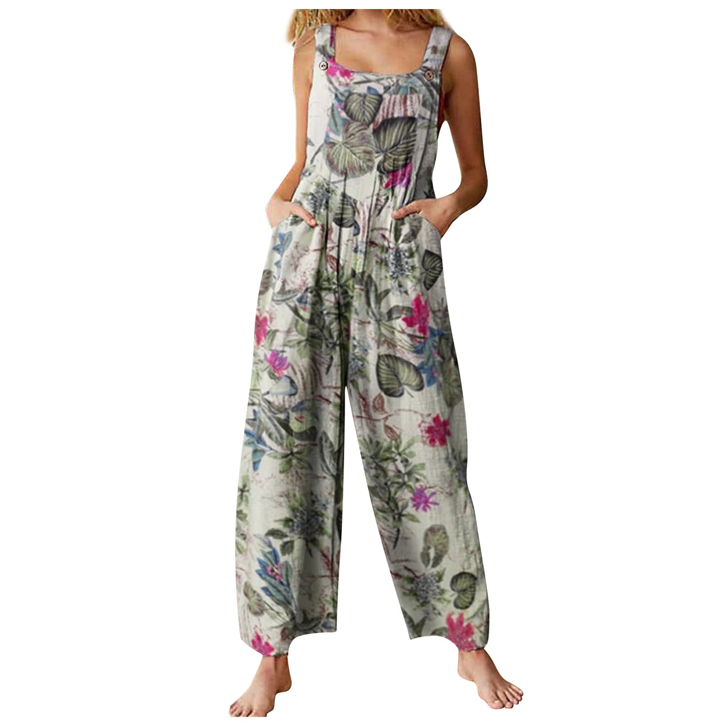 HERA -Stil Damen Jumpsuits | Sommerliche Overalls mit Multicolor-Muster