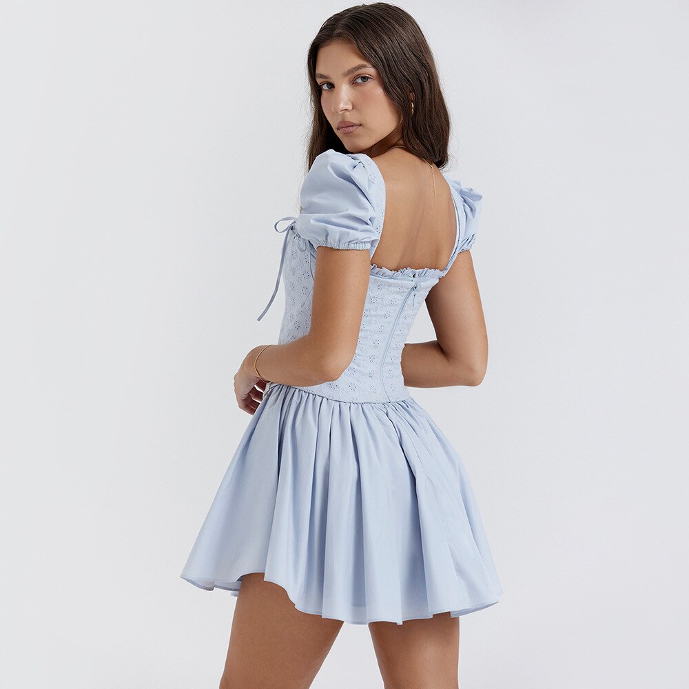 HERA Minikleid mit Puffärmeln | Feenhaftes Grunge-Elegantes Sommerkleid