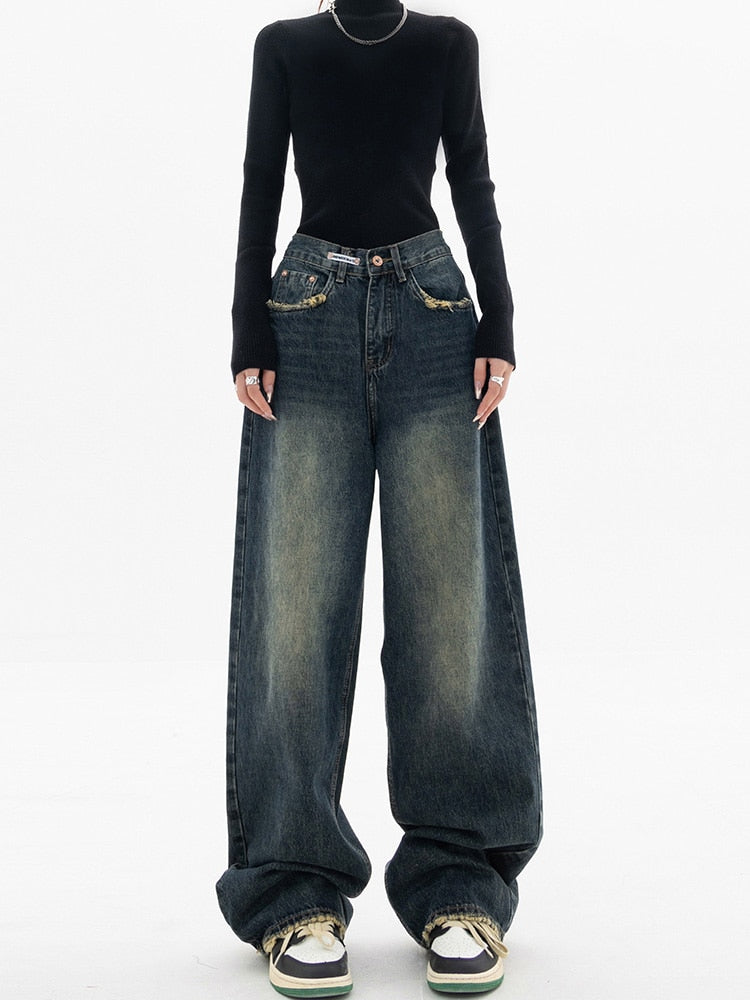 HERA - Trendy Baggy Wide Leg Jeans Damen | Jeans mit hoher Taille Lässige Streetwear