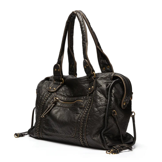 HERA Obsidian - Luxus Schwarze Lederhandtasche