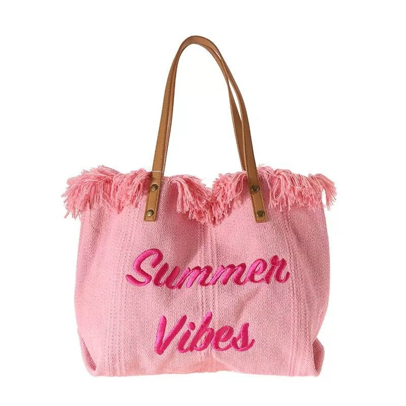 HERA Sommer Vibes Strandtasche | Bunte Strandtasche mit sommerlichem Aufdruck