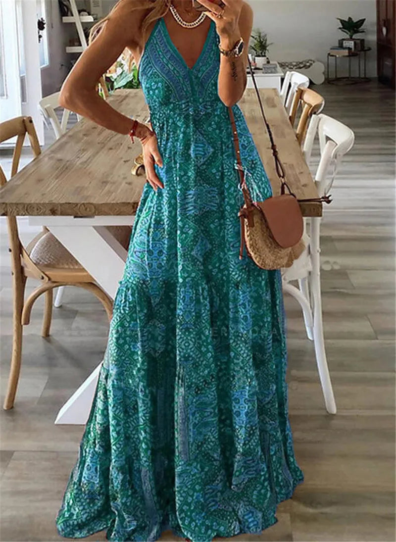 HERA - Boho Print Schlupf-Maxikleid