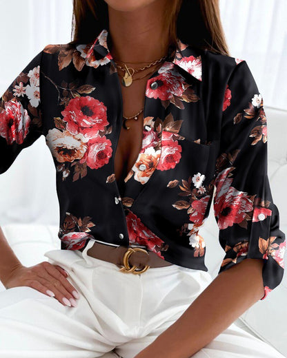 HERA Print Shirts | Modische Bluse mit langen Ärmeln und Knopfleiste