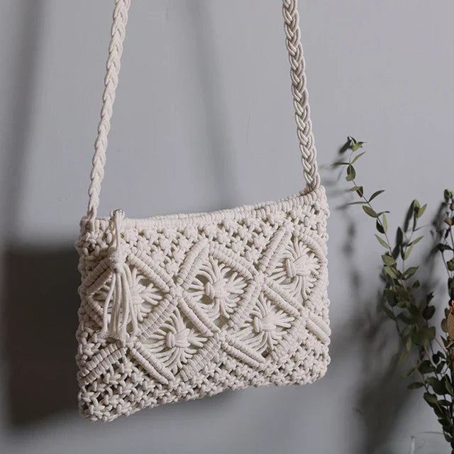 HERA – Boho-Schultertasche aus gewebtem Stroh für Damen