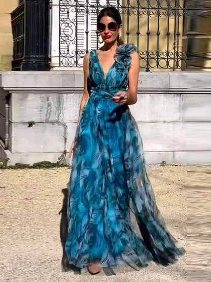 HERA Peacock Blau Langes Kleid