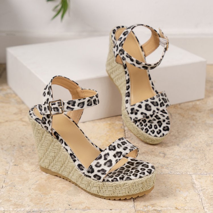 HERA | Orthopädische Gürtelschnalle New Leopard Wedge Damen Sandalen