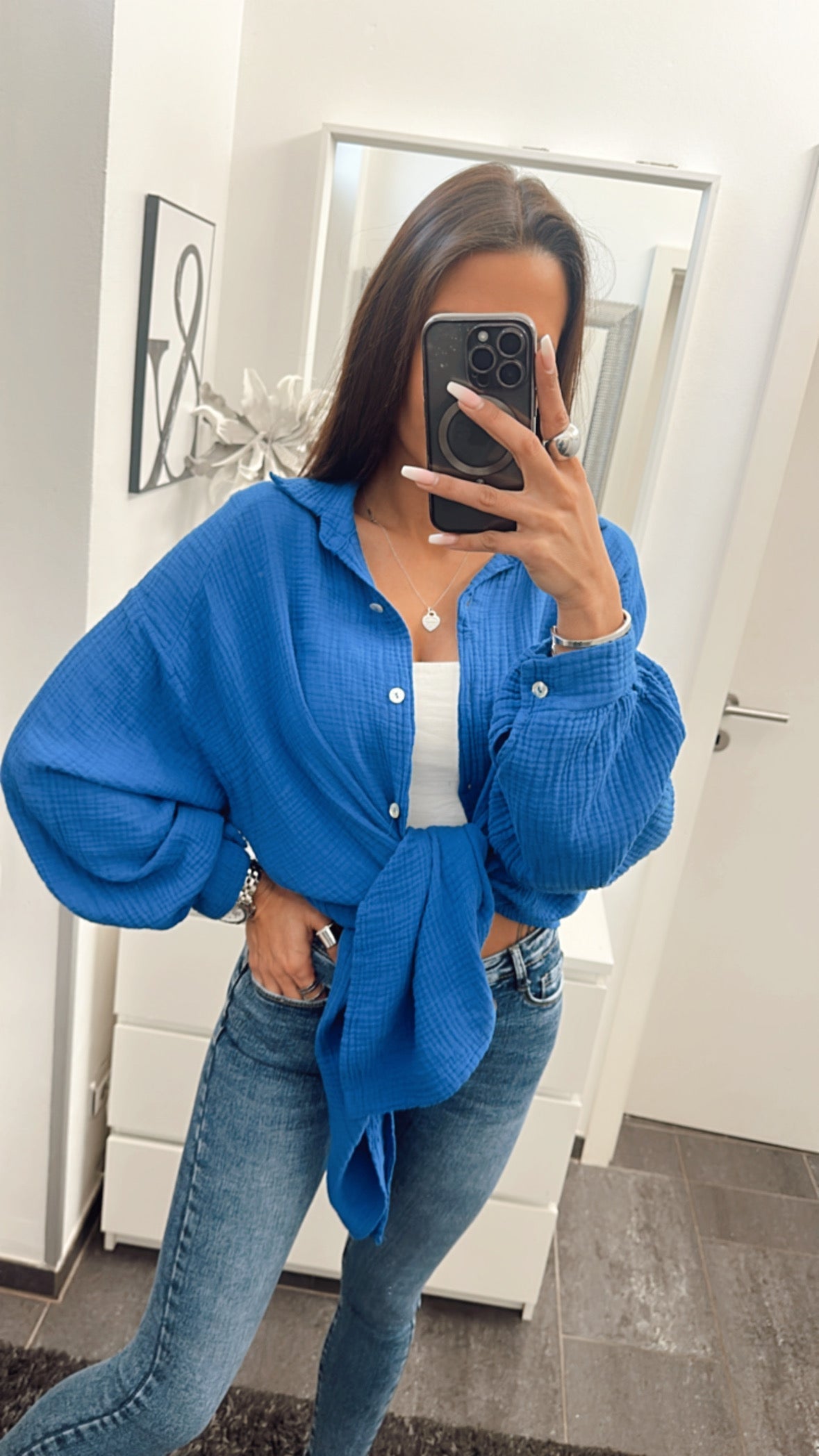 HERA Oversize Musselin Bluse / royal blau Art. 4345