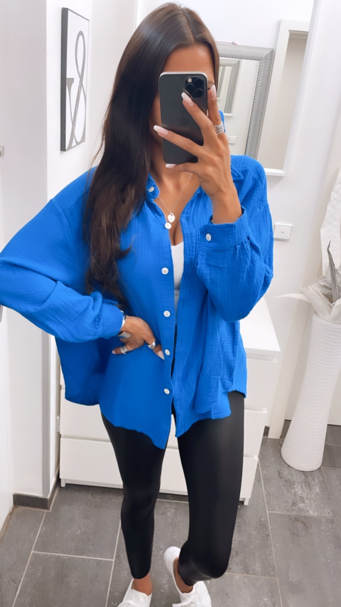 HERA Oversize Musselin Bluse / royal blau Art. 3141