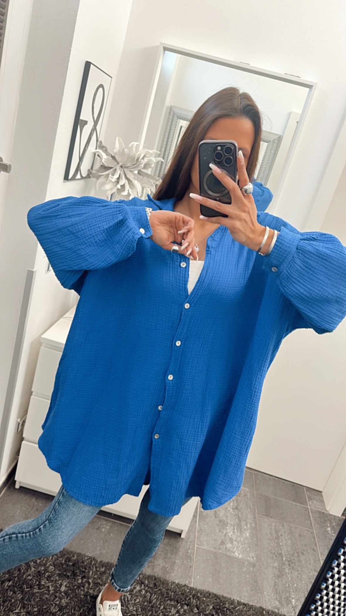 HERA Oversize Musselin Bluse / royal blau Art. 4345