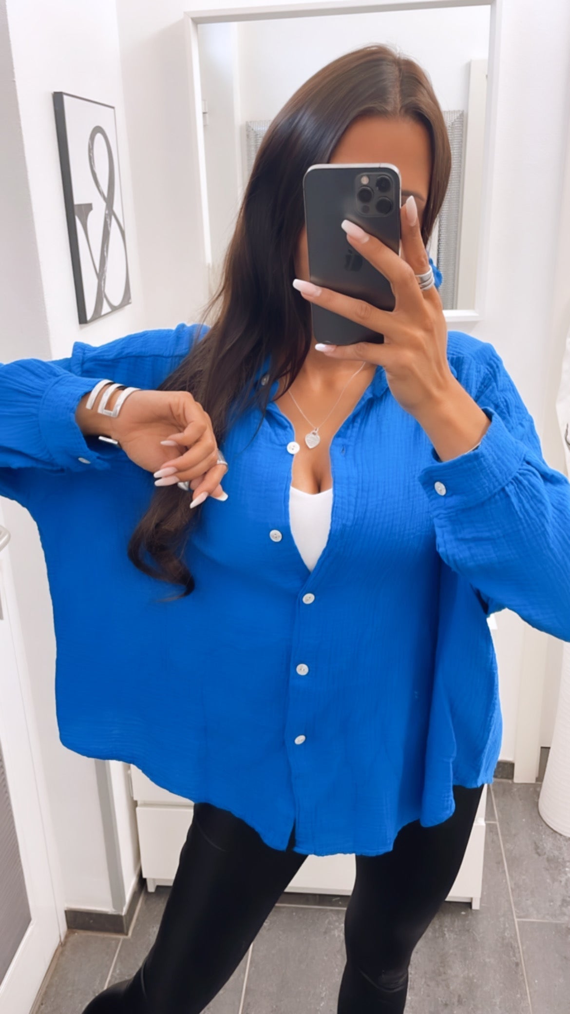 HERA Oversize Musselin Bluse / royal blau Art. 3141