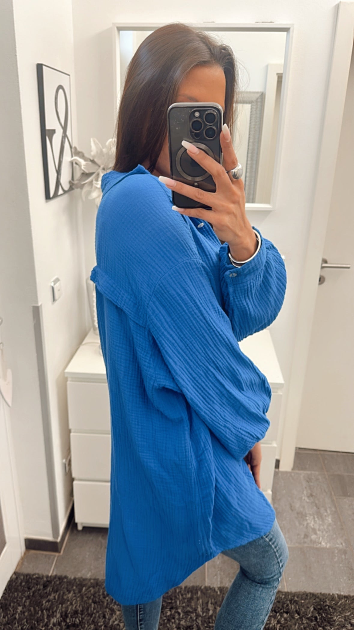 HERA Oversize Musselin Bluse / royal blau Art. 4345