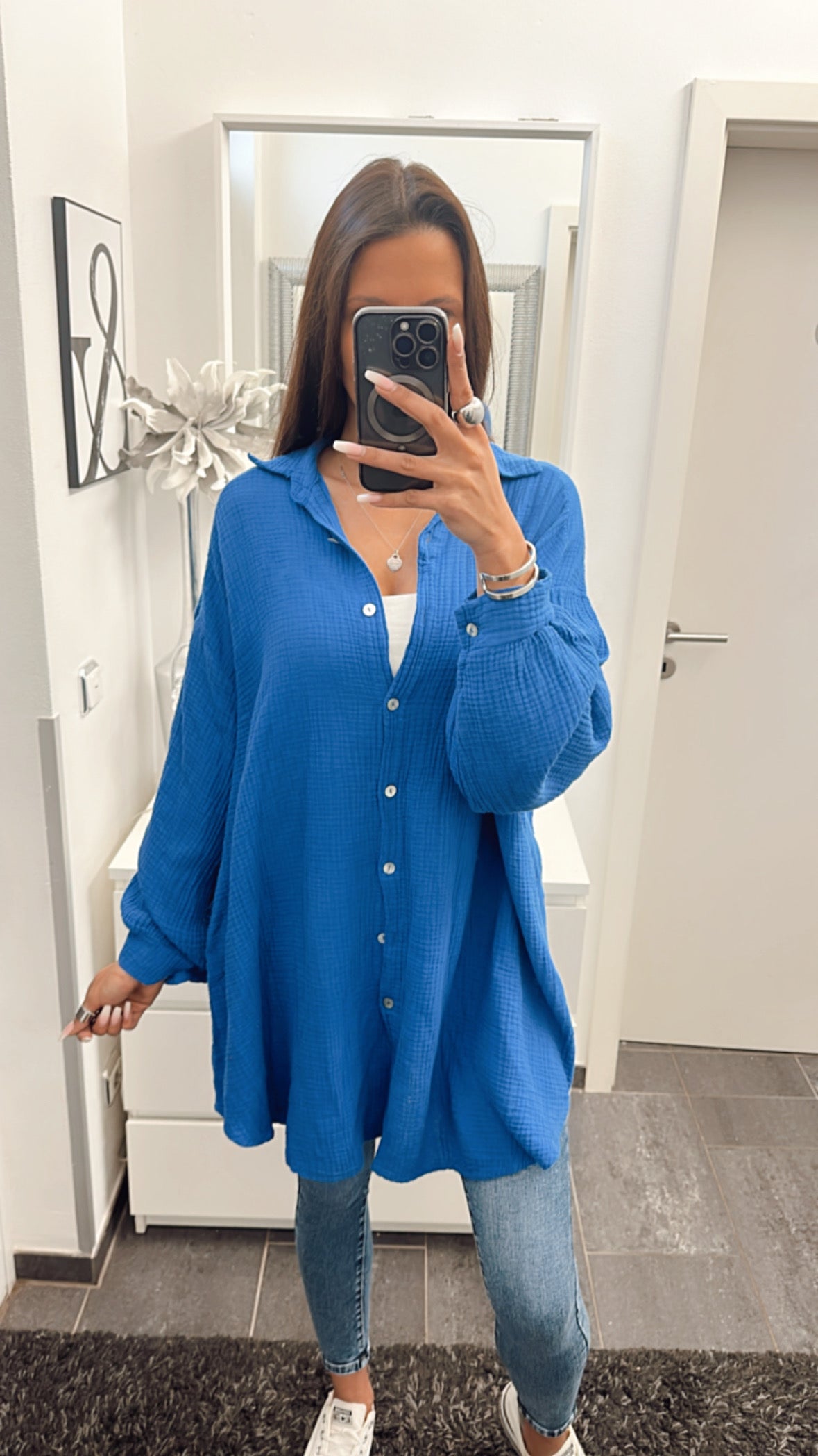 HERA Oversize Musselin Bluse / royal blau Art. 4345