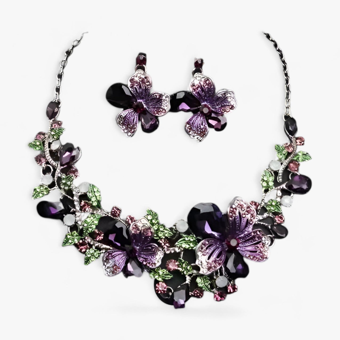 HERA Brautschmuck - Betonen Sie Ihre Schönheit mit einer Emaille-Blumenkette und Ohrringen