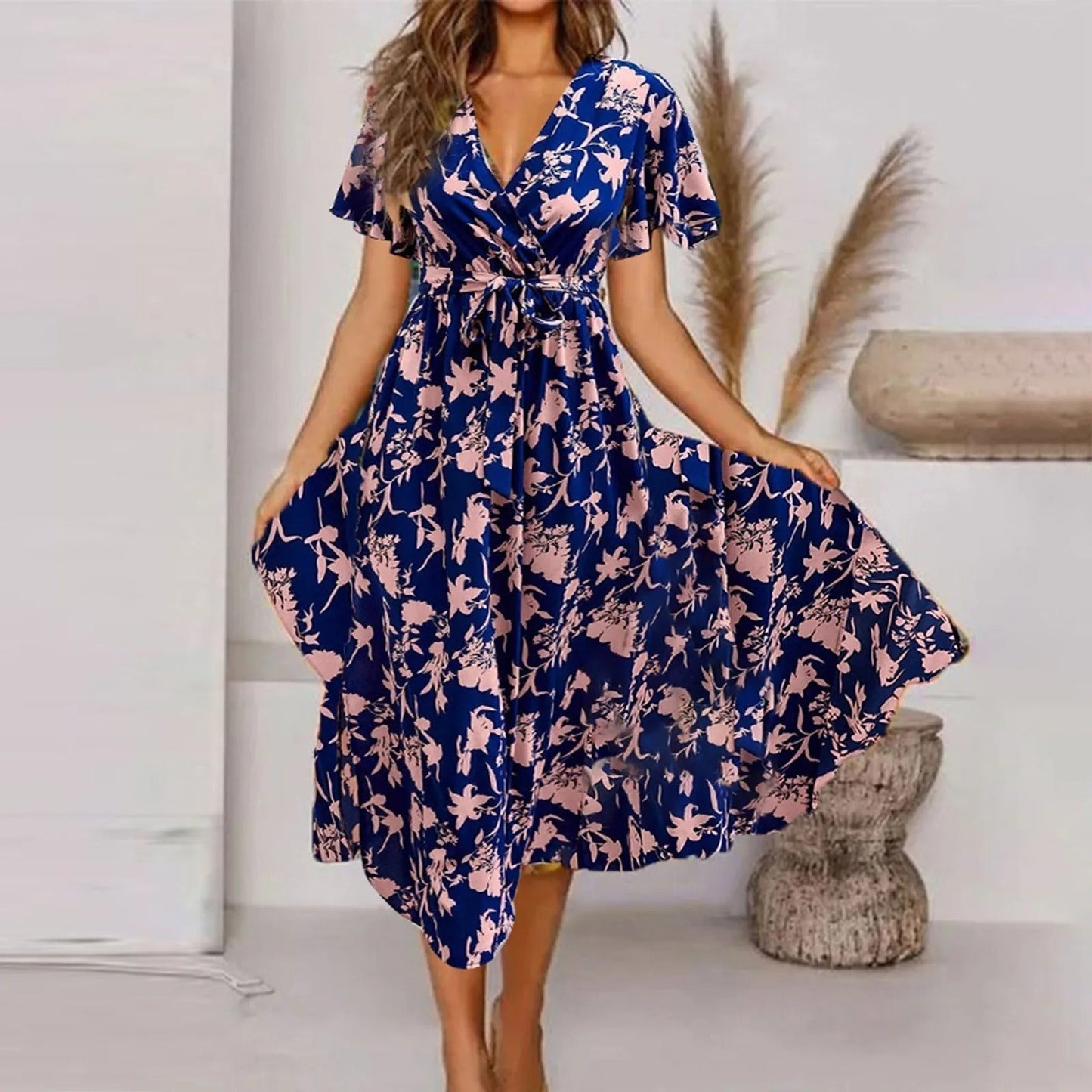 HERA - Vintage Print Damen Maxikleid